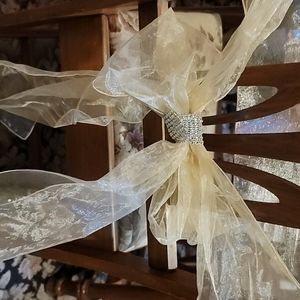 champagne organza chair bows